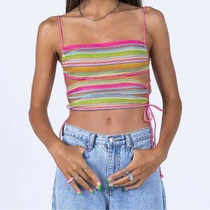 Princess Polly Bright Color Y2K Lace-Up Stretch Crop Top | Size 12